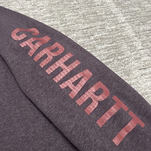 Carhartt Sweatshirt Womens 2XL Purple Crewneck Sleeve Graphic Fleece Pullover - Picture 2 of 12